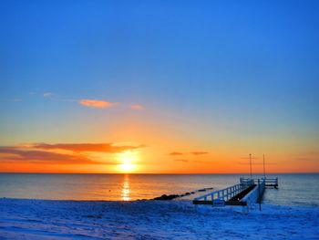 Scenic view of sea at sunset