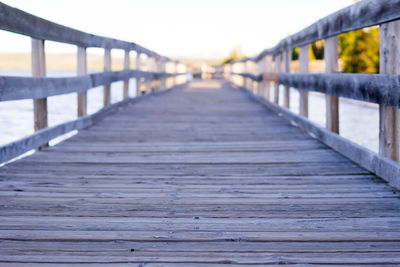 Close-up of footbridge against clear sky