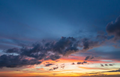 Low angle view of dramatic sky during sunset