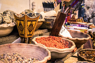 High angle view of food for sale