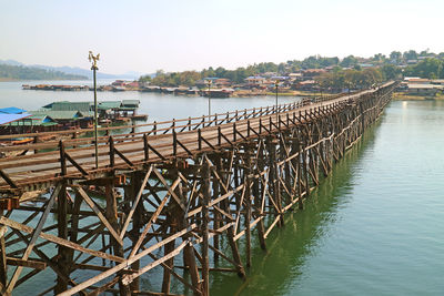 447 metre-long mon bridge, the longest handmade wooden bridge in thailand,  sangkhlaburi district 