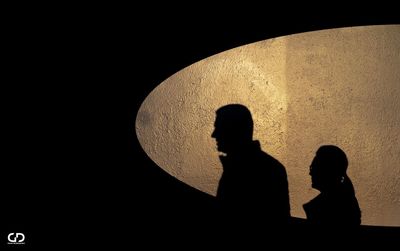 Silhouette people standing against sky at night