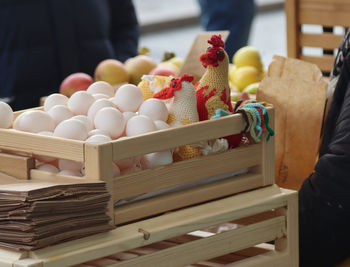 Farmer market selling natural products eggs