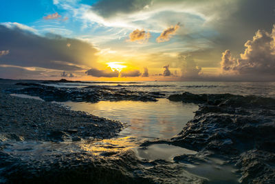 Scenic view of sea against sky during sunset