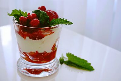 Close-up of dessert on table