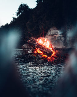 View of fire in the dark