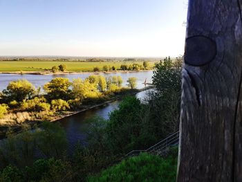 Scenic view of lake against clear sky