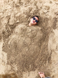 High angle view of me on sand