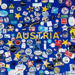 Full frame shot of multi colored text on tiled floor