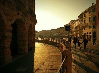 Tourists in front of building