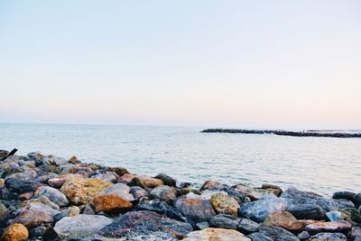 Scenic view of sea against clear sky