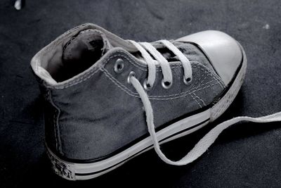 High angle view of shoes on floor