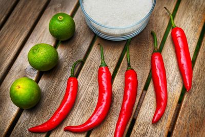 High angle view of food on table