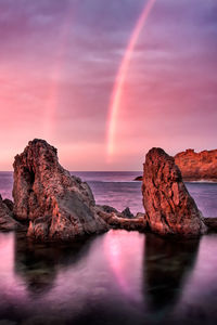 Scenic view of sea at sunset