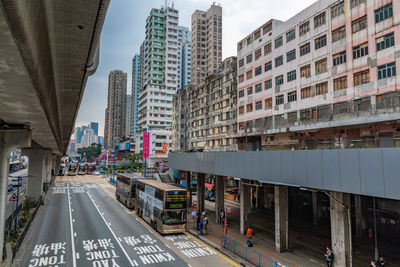 View of buildings by roads in city