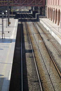 High angle view of railroad station platform