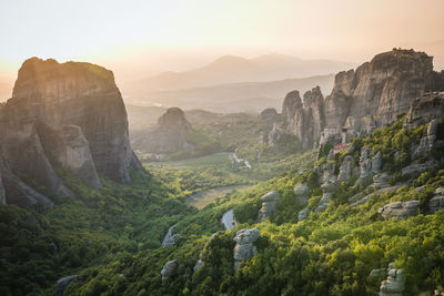 Evening at meteora in greece