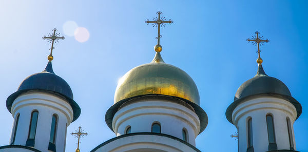 Low angle view of traditional building against clear sky