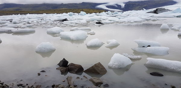 Scenic view of frozen lake