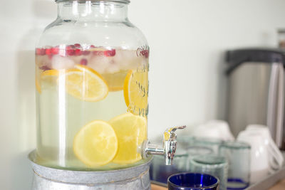 Close-up of drink in glass container