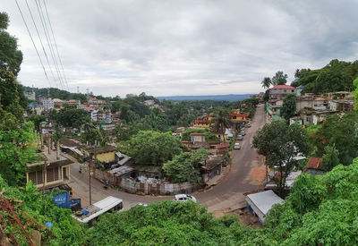 High angle view of townscape against sky