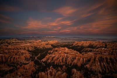 Scenic view of landscape against sky during sunset