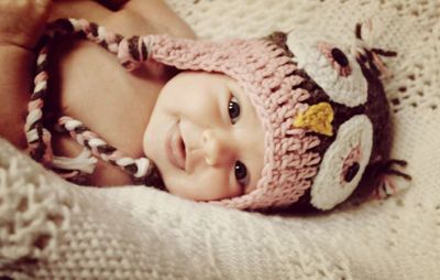 Portrait of cute baby girl in snow