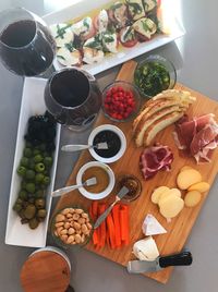 High angle view of fruits on table