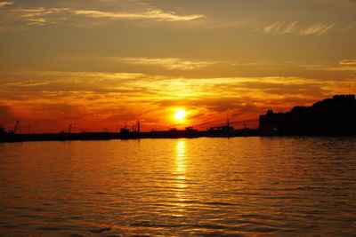 Scenic view of sea at sunset