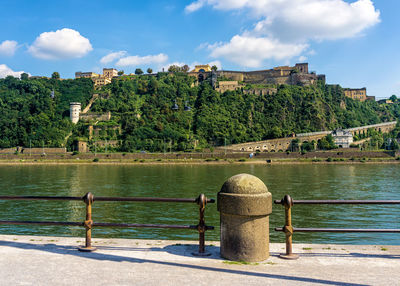 The fortress ehrenbreitstein in koblenz. as seen from deutsches eck