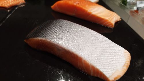 Close-up of fish on table