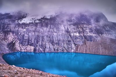 Scenic view of lake and mountains