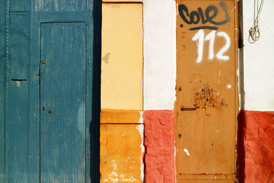 Closed door of building