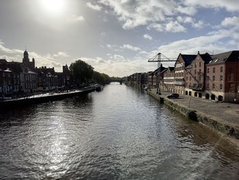 Bridge over river against sky