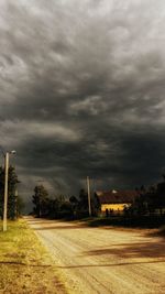 View of field against cloudy sky