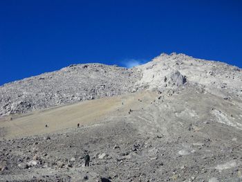 Scenic view of mountain against clear blue sky