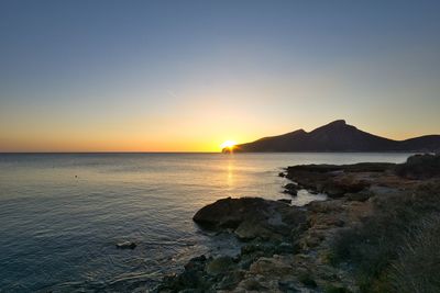 Scenic view of sea against sky during sunset