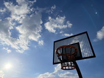 Low angle view of basketball hoop against sky