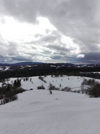 Scenic view of frozen landscape against sky