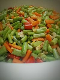 Close-up of chopped vegetables in plate