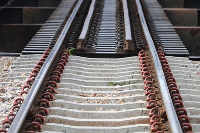 High angle view of staircase in industry