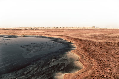 Scenic view of desert against clear sky