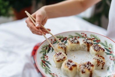 Midsection of person preparing food