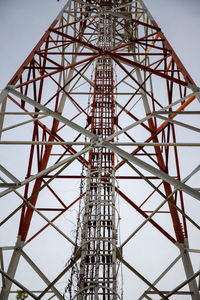 Low angle view of electricity pylon against sky