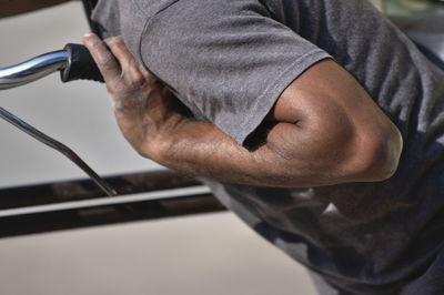 Close-up of man holding camera