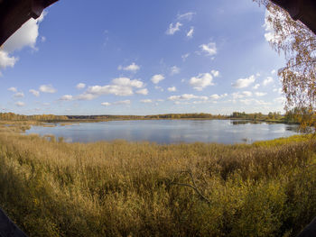 Scenic view of lake against sky