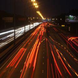 Light trails on highway at night