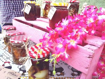 Close-up of flowers on table