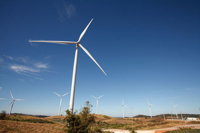 Windmill on field against sky