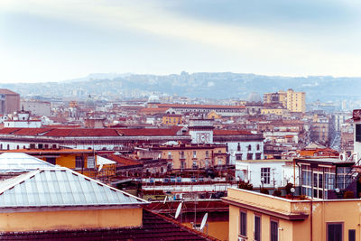 High angle view of cityscape against sky